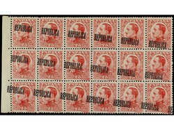 ESPAÑA E. LOCALES REPUBLICANAS: BARCELONA. 25 cts. carmín. Bloque ...