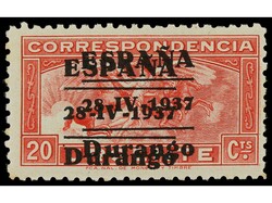 ESPAÑA E. LOCALES PATRIOTICAS: DURANGO. 25 c. carmín y 20 c. ...