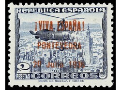 ESPAÑA E. LOCALES PATRIOTICAS: PONTEVEDRA. NO EMITIDOS. 2 pts. azul. ...