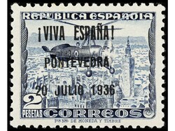 ESPAÑA E. LOCALES PATRIOTICAS: PONTEVEDRA. 2 pts. azul. ...