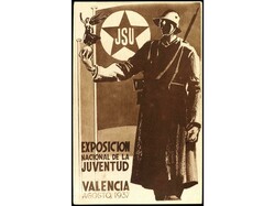 ESPAÑA. 1937. Tarjeta Postal ilustrada. JSU EXPOSICIÓN NACIONAL DE ...