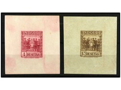 ANDORRA. 4 pts. lila rosa y 10 pts. castaño. PRUEBAS DE PUNZÓN ...