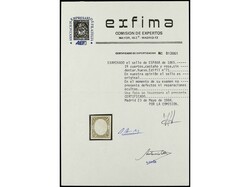 ESPAÑA. 19 cuartos castaño y rosa. Muy buen ejemplar. Cert. EXFIMA. ...