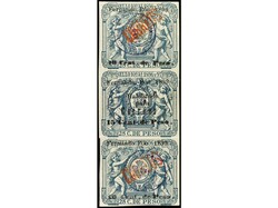 COLONIAS ESPAÑOLAS: FERNANDO POO. Tira de 3 con dos sellos, 10 c. s. ...