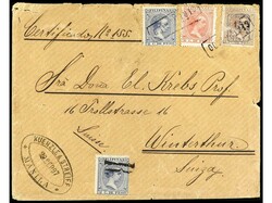 FILIPINAS. 1897. Certificado de MANILA a WINTERTHUR. 2 cts. ultramar ...