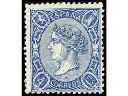 ESPAÑA. 4 cuartos azul, tipos I y II. Bonitos ejemplares con ...