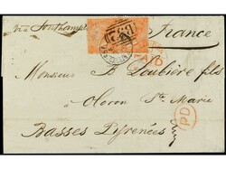 ARGENTINA. 1867. ARGENTINA a FRANCIA. Circulada con sellos ...