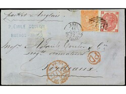 ARGENTINA. 1872. BUENOS AIRES a FRANCIA. Circulada con sellos ...