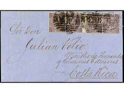CHILE. (1870 ca.). VALPARAÍSO a COSTA RICA. Circulada con sellos ...