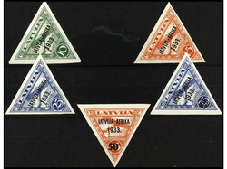 LETONIA. SERIE COMPLETA. 5 valores. Yv.Av. 25/9. Cat. 500€