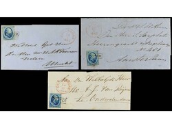 PAÍSES BAJOS. 1865-67. Siete cartas con sellos de 5 cts. azul con ...