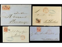 PAÍSES BAJOS. 1865-67. Ocho cartas con sellos de 10 cts. carmín con ...