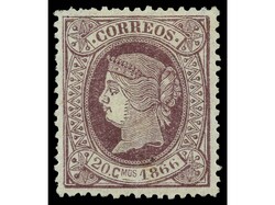 ESPAÑA. 20 cts. lila. Color y centraje perfectos. PIEZA DE LUJO. ...