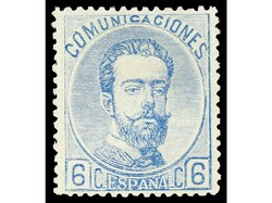 ESPAÑA. 6 céntimos azul. Muy bien centrado. LUJO. Ed.119. Cat. ...