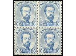 ESPAÑA. 6 cts. azul. Bloque de cuatro. Color muy fresco. PRECIOSO. ...