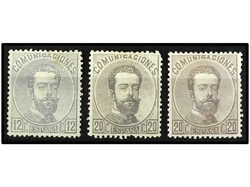 ESPAÑA. 12 c. gris sin goma, 20 c. gris dentado, retocado y 20 c. ...