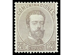 ESPAÑA. 12 c. gris sin goma, 20 c. gris dentado, retocado y 20 c. ...