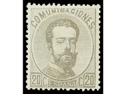 ESPAÑA. 20 cts. gris. Muy bonito ejemplar, bien centrado. Ed.123