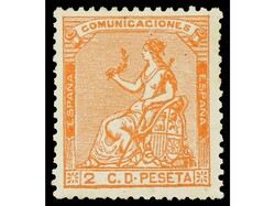 ESPAÑA. 2 céntimos naranja. LUJO. Ed.131