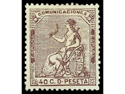 ESPAÑA. 40 céntimos castaño. LUJO. Ed.136