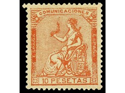 ESPAÑA. 10 pts. castaño rojizo anaranjado ERROR DE COLOR. ...