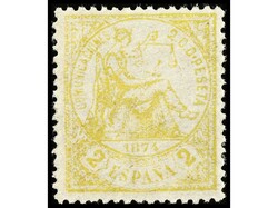 ESPAÑA. 2 cts. amarillo. Centraje excelente. LUJO. Ed.143