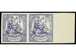 ESPAÑA. 10 cts. azul. Pareja SIN DENTAR. PRECIOSA. Ed.145s