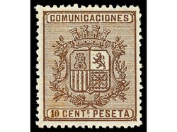 ESPAÑA. 10 céntimos castaño. Tipo II. LUJO. Ed.153A