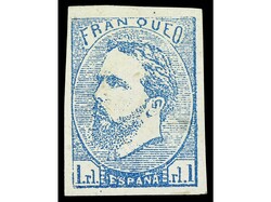 ESPAÑA. 1 real azul. Muy buen ejemplar. Cert. COMEX. Ed.156. Cat. ...