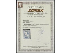 ESPAÑA. 1 real azul. Muy buen ejemplar. Cert. COMEX. Ed.156. Cat. ...