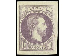 ESPAÑA. 1 real violeta. LUJO. Se adjunta Ed. */(*) 157 y 160/1. Ed ...