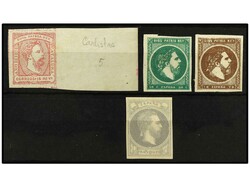 ESPAÑA. 1 real violeta pálido, márgenes completos. Se incluye Ed. ...