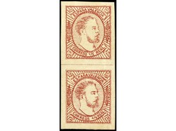 ESPAÑA. 1/2 real rosa, tipos I y II en pareja vertical. Ligeras ...