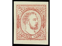 ESPAÑA. 1/2 real rosa. Tipo II. LUJO. Ed.159A. Cat. 175€