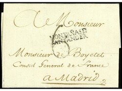 ESPAÑA: PREFILATELIA. 1781. SANTANDER a MADRID. Marca en negro ...