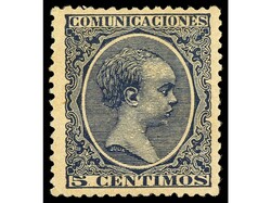 ESPAÑA. 5 céntimos azul. LUJO. Cert. GRAUS. Ed.215