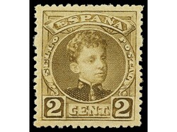 ESPAÑA. 2 céntimos castaño. LUJO. Dictamen GRAUS. Ed.241