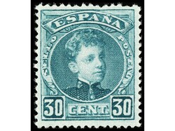 ESPAÑA. 30 cts. verde amarillo. PIEZA DE LUJO. Ed.249