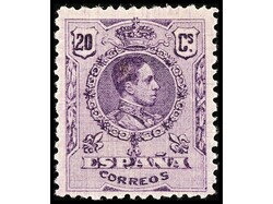 ESPAÑA. 20 céntimos violeta. Variedad CIFRA EMPASTADA. Bien ...