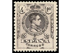 ESPAÑA. 4 pts. violeta. A 000,000. Excelente centraje. LUJO. Cert. ...