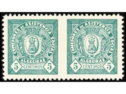 ESPAÑA GUERRA CIVIL. CÁDIZ. ALGECIRAS. 5 cts. verde pareja sin ...