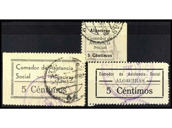 ESPAÑA GUERRA CIVIL. CÁDIZ. ALGECIRAS. Tres sellos. Comedor ...