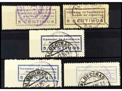 ESPAÑA GUERRA CIVIL. CÁDIZ. ALGECIRAS. Cinco sellos. Comedor ...