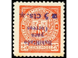 ESPAÑA GUERRA CIVIL. CÁDIZ. 5 cts. s. 25 cts. rojo. Habilitación ...