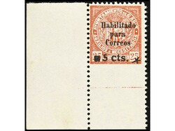 ESPAÑA GUERRA CIVIL. CÁDIZ. 5 cts. s. 25 cts. rojo habilitación en ...