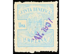 ESPAÑA GUERRA CIVIL. CÁDIZ. CHICLANA. 1 pta. azul. Junta Benéfica. ...