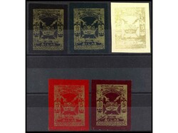 ESPAÑA GUERRA CIVIL. DÍLAR. Cinco pruebas de color. CONTRA EL PARO. ...