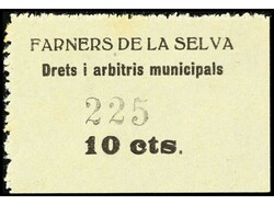 ESPAÑA GUERRA CIVIL. GIRONA. FARNERS DE LA SELVA. 10 cts. negro s. ...