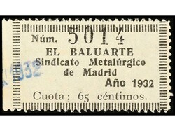 ESPAÑA GUERRA CIVIL. MADRID. Tres sellos de cuota de 65 cts. en ...