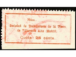 ESPAÑA GUERRA CIVIL. MADRID. VILLAVERDE ALTO. Sello de cuota de 25 ...